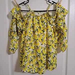 Parker NWT Lemon Printed Cold Shoulder Blouse Siz XS